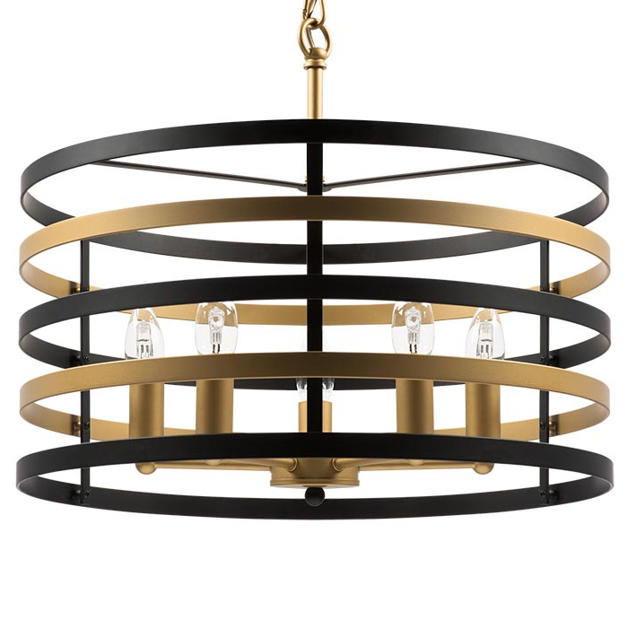 Люстра Gold Stripes Chandelier 5 Черный Золотой в Самаре | Loft Concept 