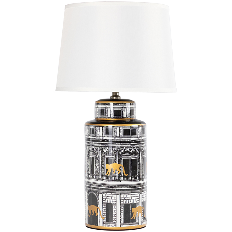 Настольная лампа Old Town Lampshade Black White Черно-белый Золотой Белый в Самаре | Loft Concept 