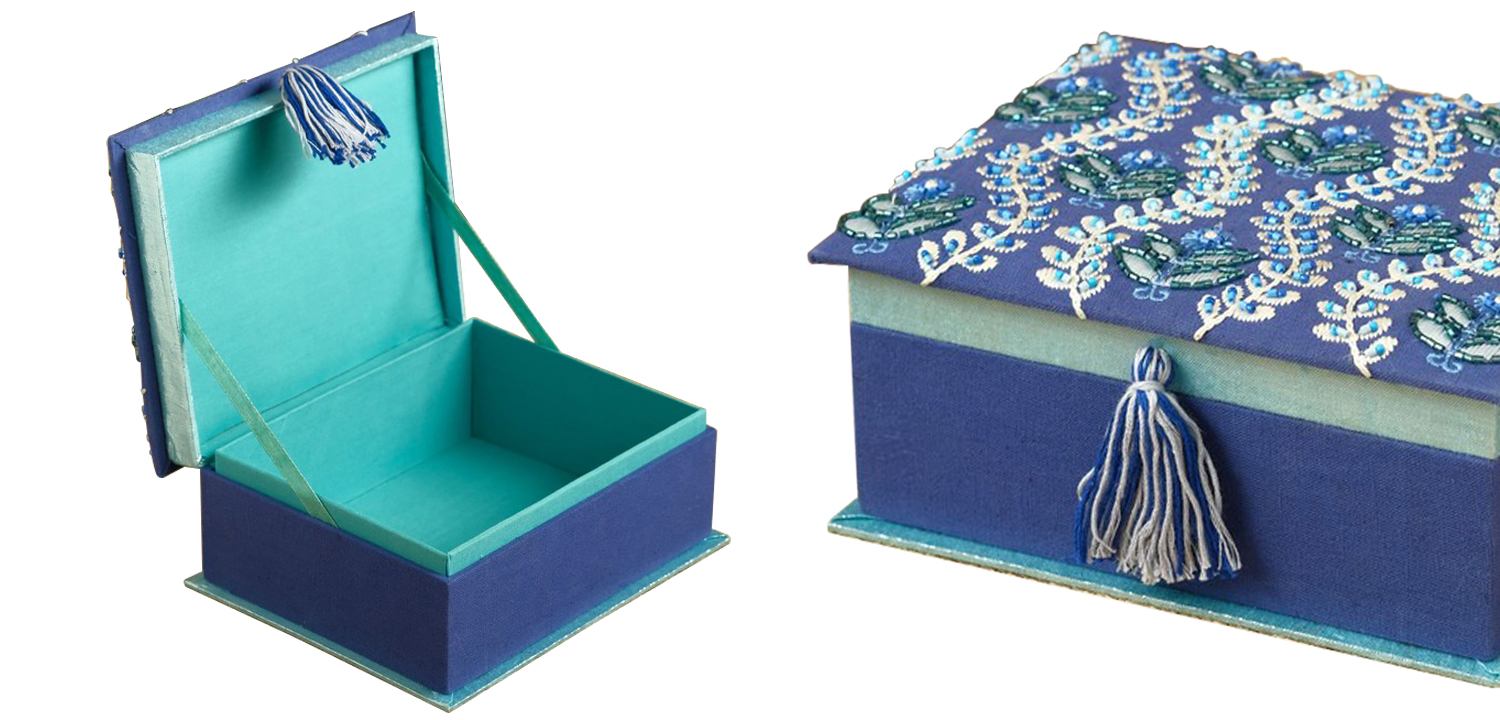 Шкатулка с вышивкой Flower Ornament Beads Embroidery Box - фото