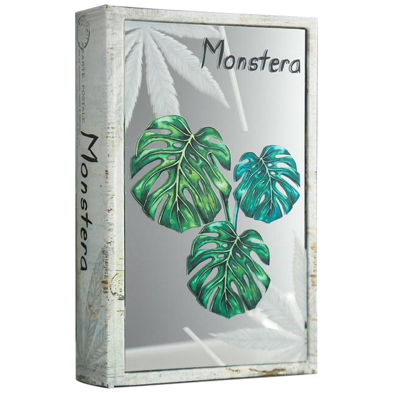 Шкатулка-книга Monstera Leaves Mirror Book Box Серый Зеленый Бежевый в Самаре | Loft Concept 