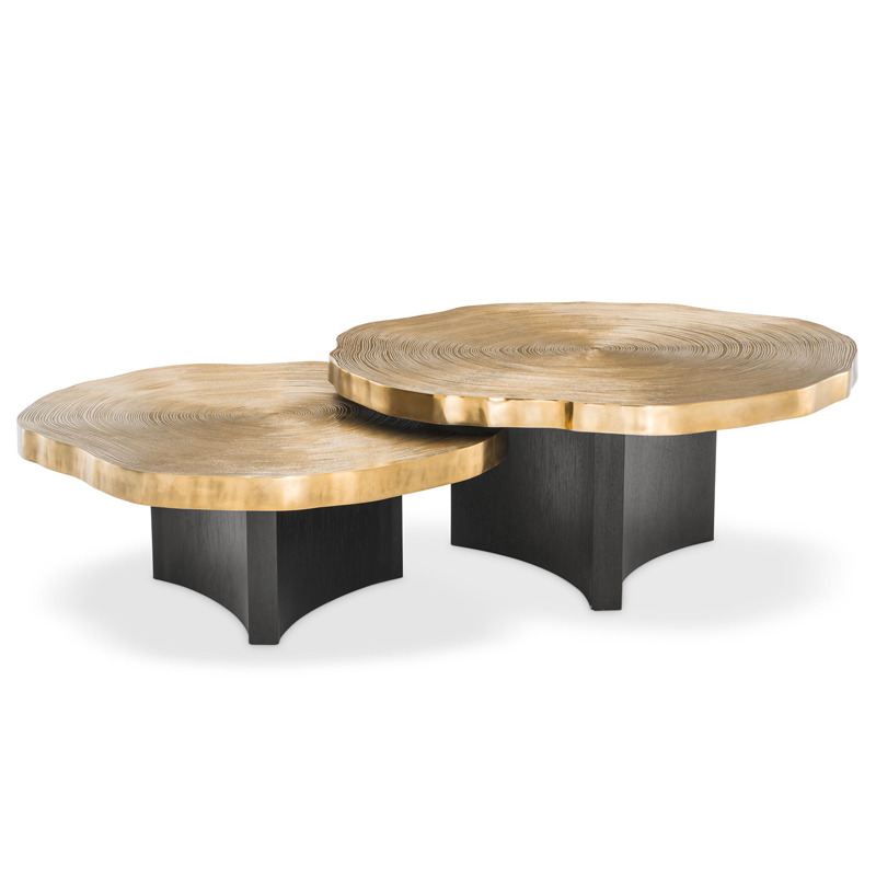 Комплект кофейных столов Eichholtz Coffee Table Thousand Oaks set of 2 Черный Латунь в Самаре | Loft Concept 