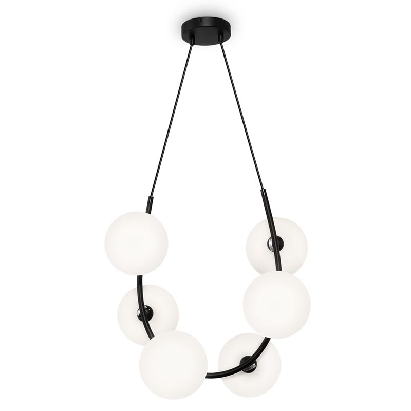 Люстра Marcan 6 Ball Chandelier Black Черный Белый в Самаре | Loft Concept 