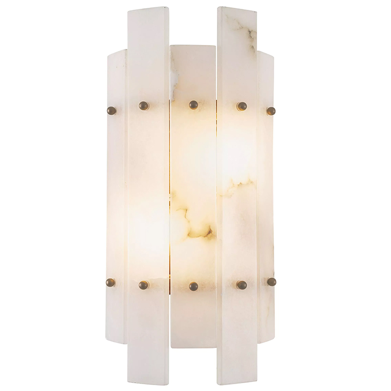 Бра Eichholtz Wall Lamp Caprera Alabaster Белый Мрамор Bianco Бежевый Латунь в Самаре | Loft Concept 