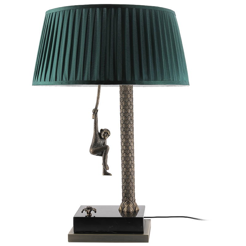 Настольная лампа Джунгли Table Lamp Jungle Emerald Латунь Античная полированная Черный Мрамор Nero Изумрудный в Самаре | Loft Concept 