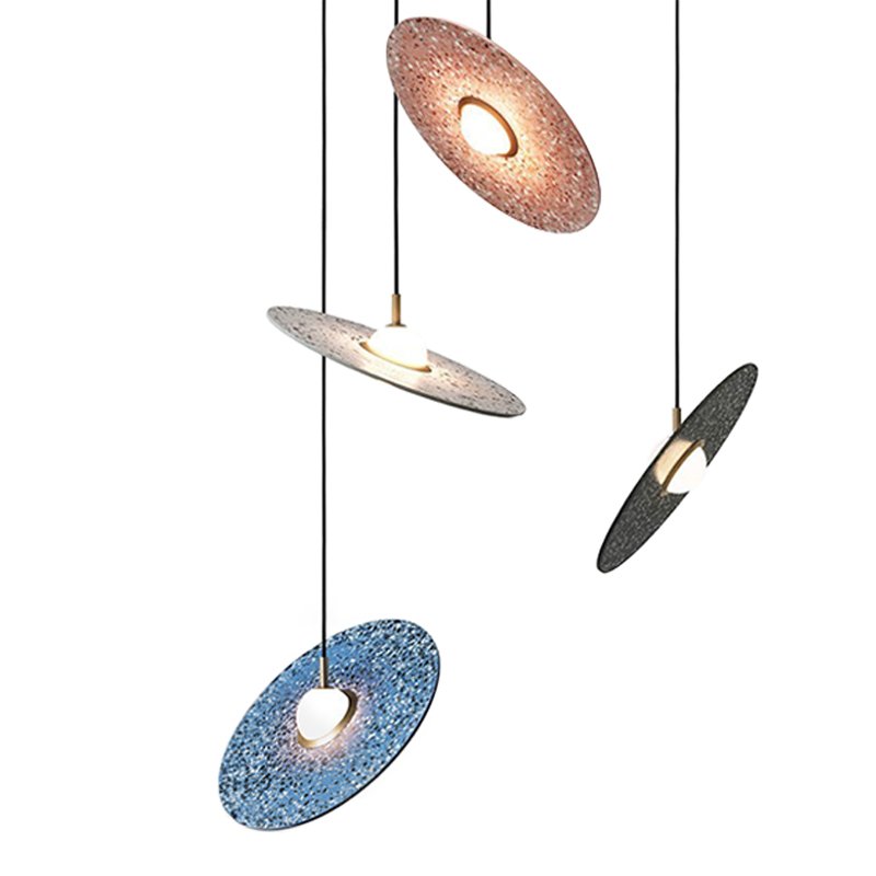 Подвесной светильник Stone Disc Haning Pendant Серый Синий Черный Розовый (Rose) в Самаре | Loft Concept 