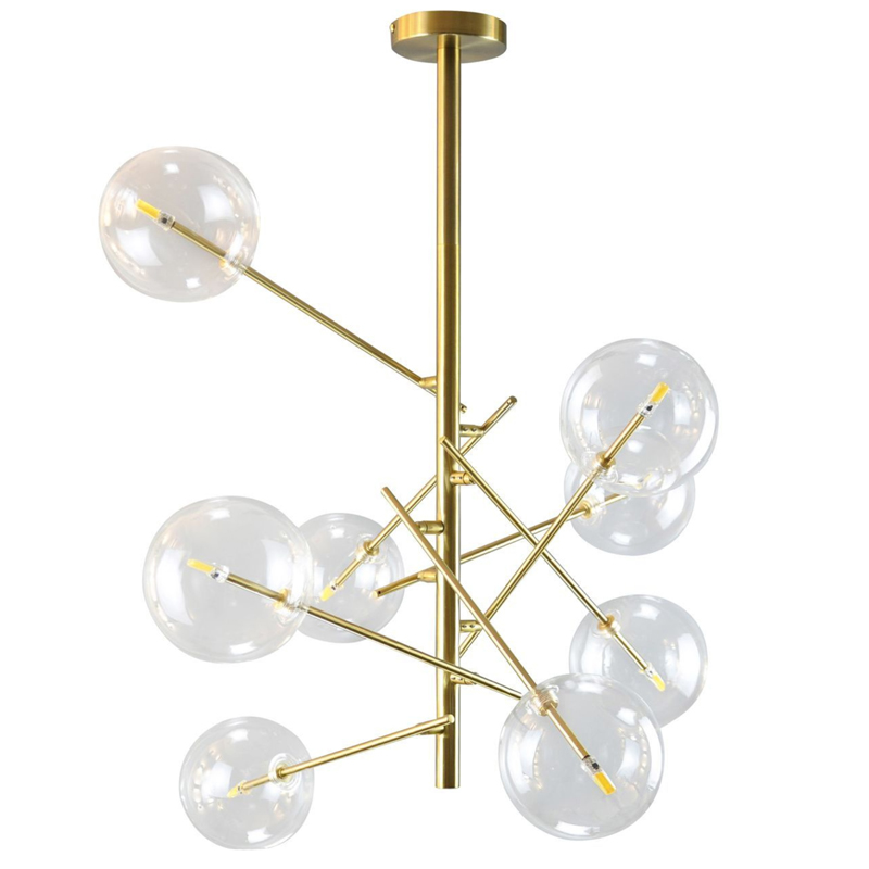 Люстра Gallotti & Radice Bolle Рanging Lamp 8 плафонов Золотой Прозрачный (Transparent) в Самаре | Loft Concept 