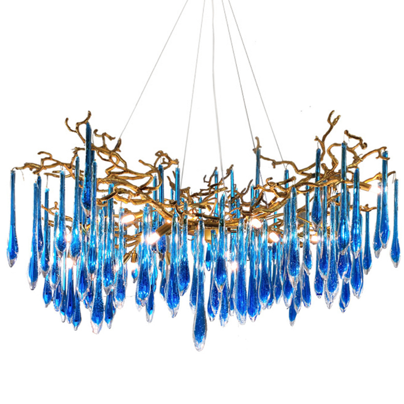 Люстра Blue Fountain Chandelier  Золотой Синий в Самаре | Loft Concept 