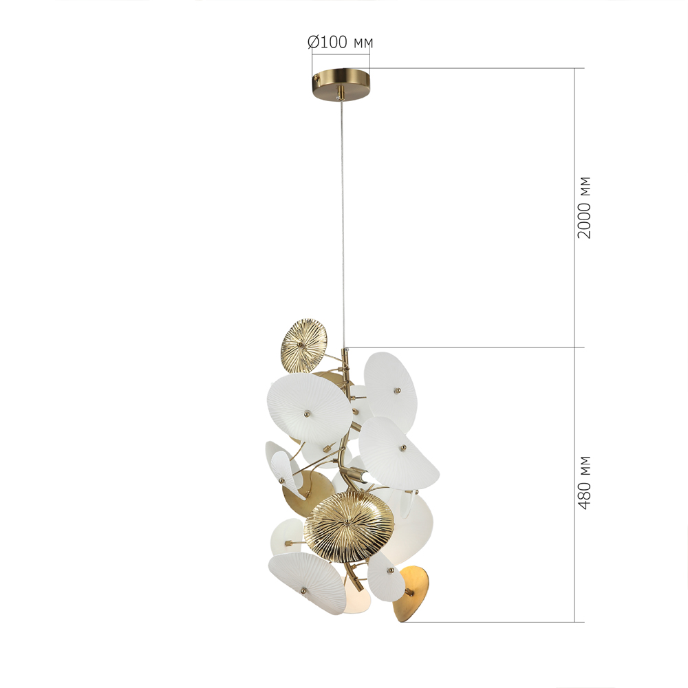 Подвесной светильник с белыми и золотистыми цветами Dahlia Flowers Lamp в Самаре