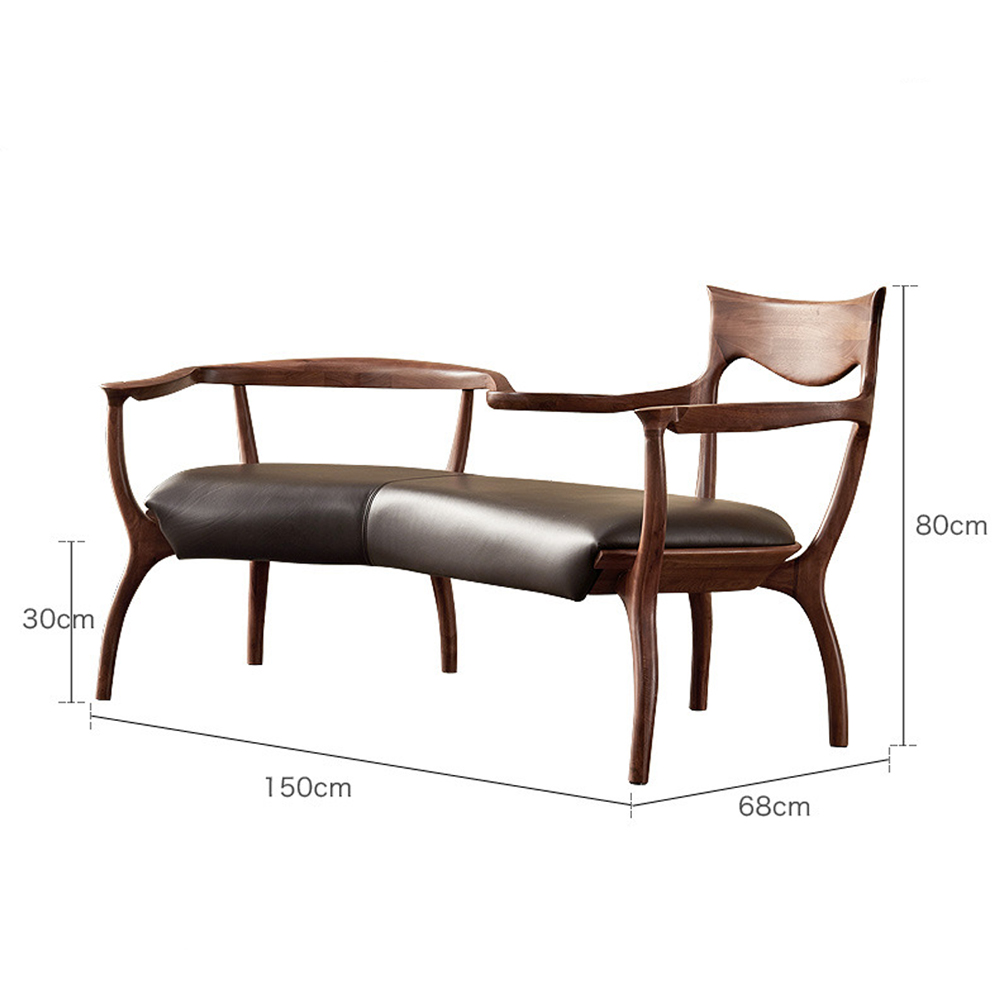 Кушетка с деревянным каркасом и сиденьем из коричневой натуральной кожи Moon Walnut Furniture Кушетка с деревянным каркасом и сиденьем из коричневой натуральной кожи Moon Walnut Furniture в Самаре