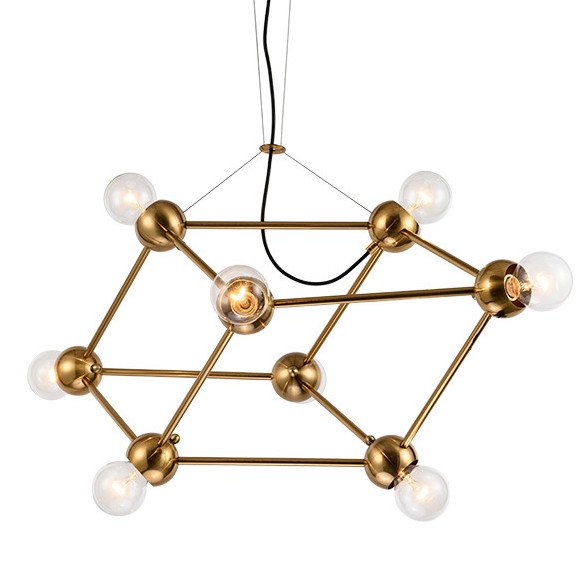 Люстра Molecule Gold Chandelier Золотой в Самаре | Loft Concept 