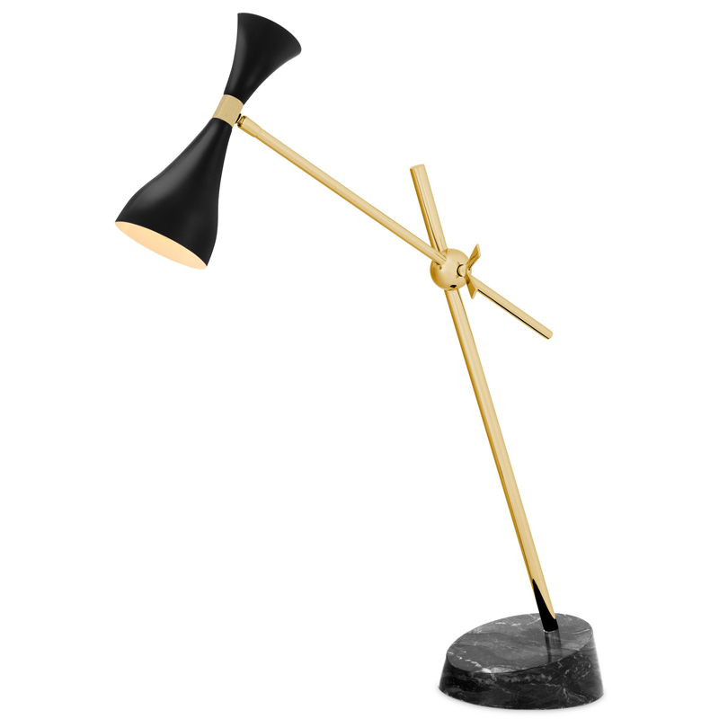 Настольная лампа Eichholtz Desk Lamp Cordero xl Черный Латунь Черный Мрамор Nero в Самаре | Loft Concept 