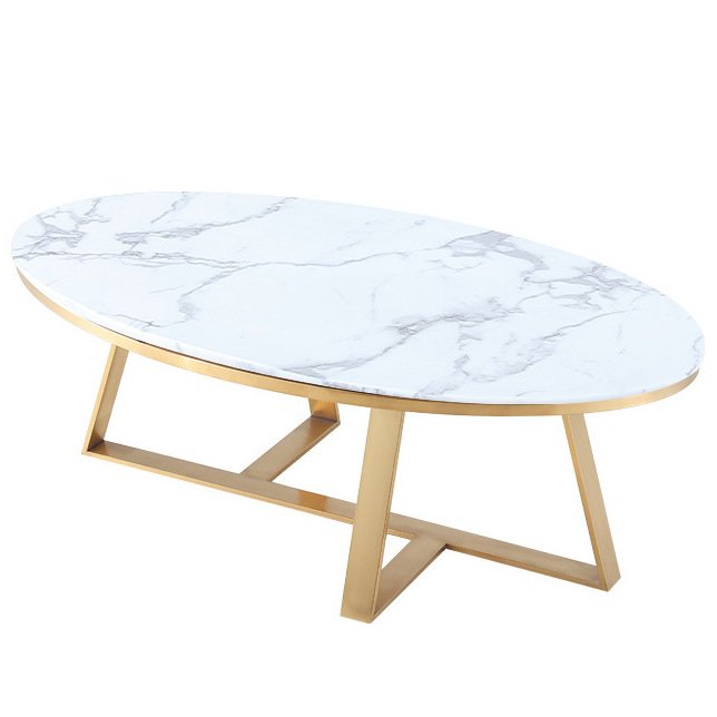 Кофейный стол Marble Oval Table Латунь Белый в Самаре | Loft Concept 