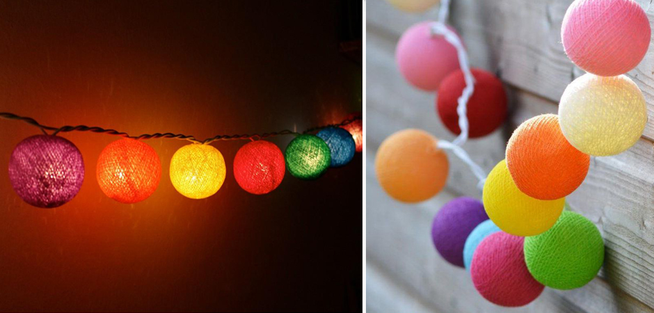 Гирлянда хлопковые фонарики Сotton Ball Rainbow - Loft-Concept в Самаре