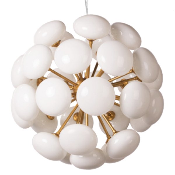 Люстра Mid-Century Sputnik Milk Glass Chandelier Золотой Прозрачный белый в Самаре | Loft Concept 