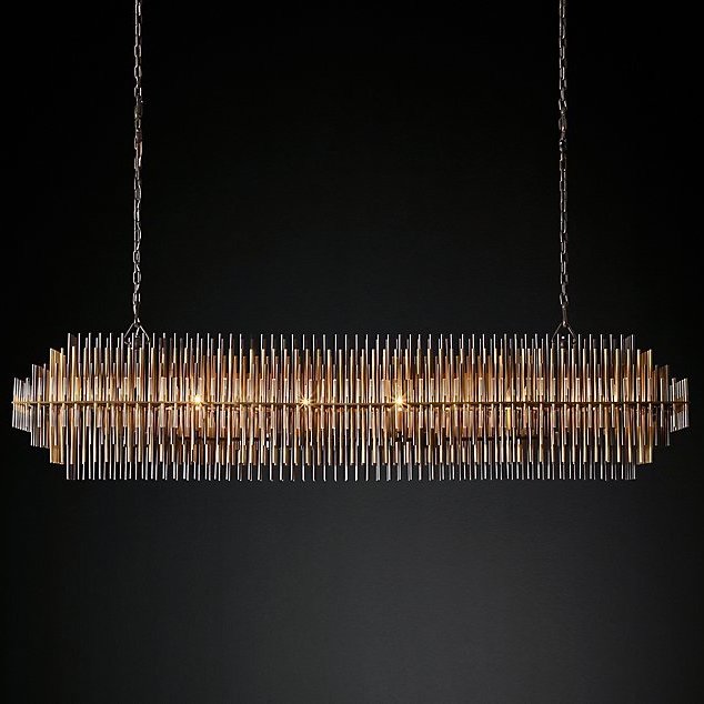 Люстра Restoration Hardware Emile Linear Chandelier Латунь Античная полированная Прозрачный Оловянный Темная бронза в Самаре | Loft Concept 