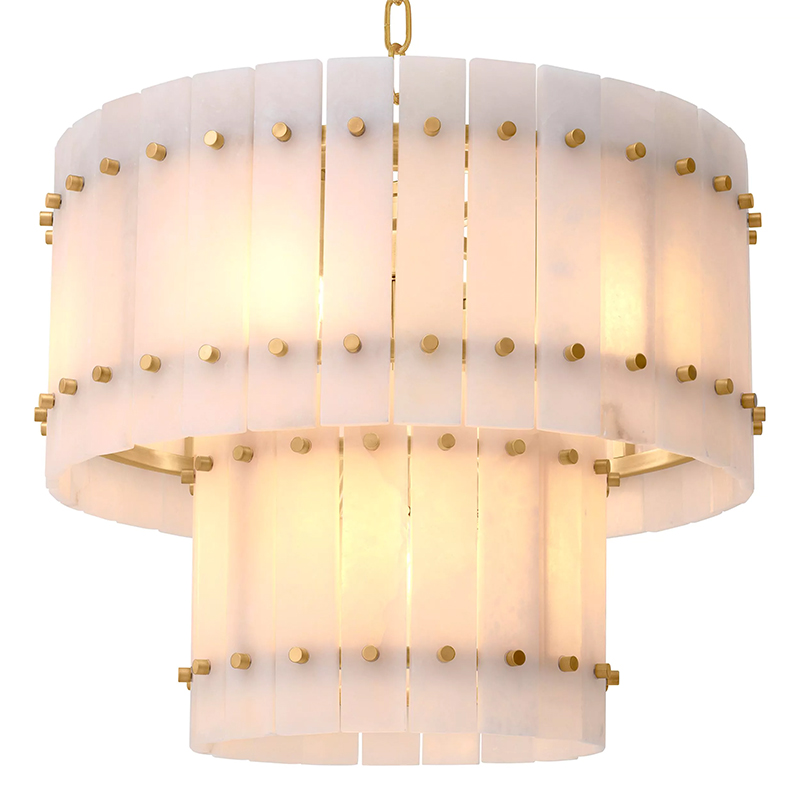 Люстра Eichholtz Chandelier Ruby S Alabaster Латунь Бежевый Белый Мрамор Bianco в Самаре | Loft Concept 