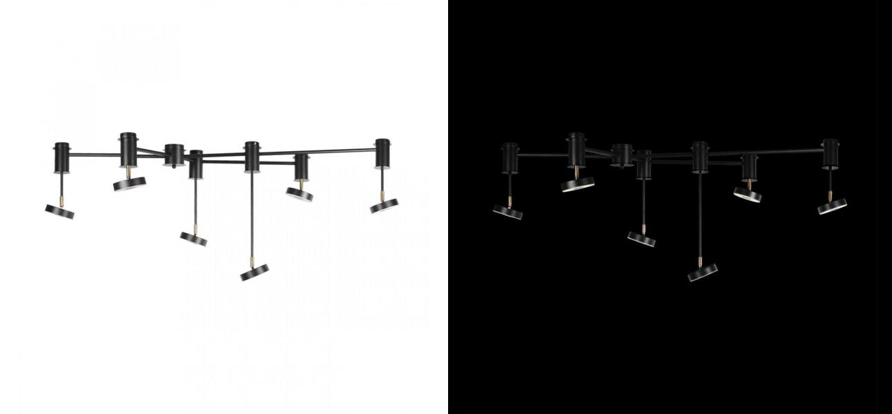 Светильник потолочный Flexible soffits черный 6 плафонов - фото