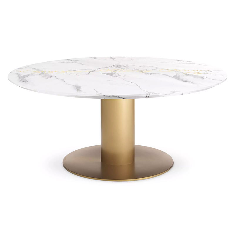Круглый обеденный стол с белой мраморной столешницей Philipp Plein Dining Table Enjoy Золотой Белый Мрамор Bianco Круглый обеденный стол с белой мраморной столешницей Philipp Plein Dining Table Enjoy Золотой Белый Мрамор Bianco в Самаре | Loft Concept