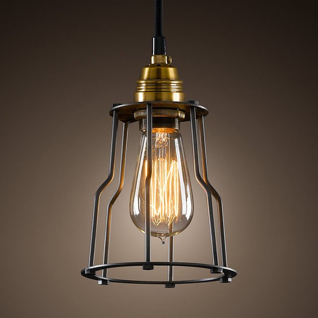 Подвесной светильник Loft Industrial Cage Filament Pendant Бронза Черный в Самаре | Loft Concept 