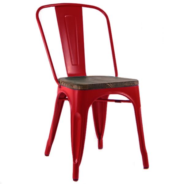 Кухонный стул Tolix Chair Wood Red Красный Красный Коричневый в Самаре | Loft Concept 