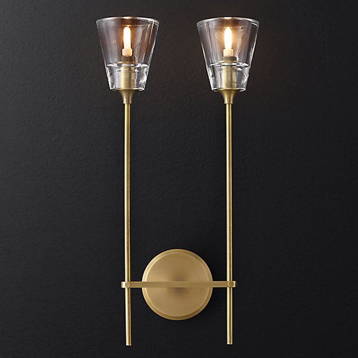 Бра RH Torche De Verre Double wall lamp Латунь в Самаре | Loft Concept 