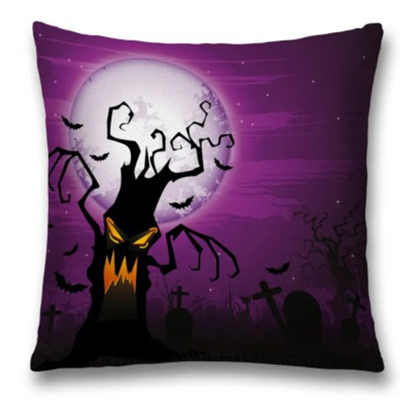 Подушка Halloween Terrible Tree Черный Пурпурно-фиолетовый в Самаре | Loft Concept 