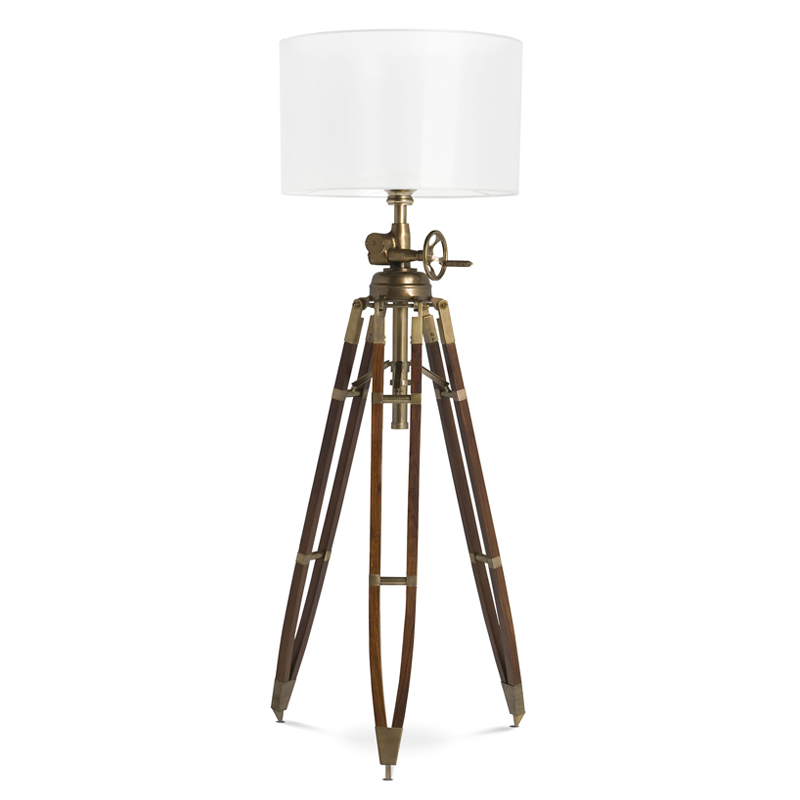 Торшер Eichholtz Floor Lamp Royal Marine Cream Кремовый Коричневый Латунь Античная полированная в Самаре | Loft Concept 