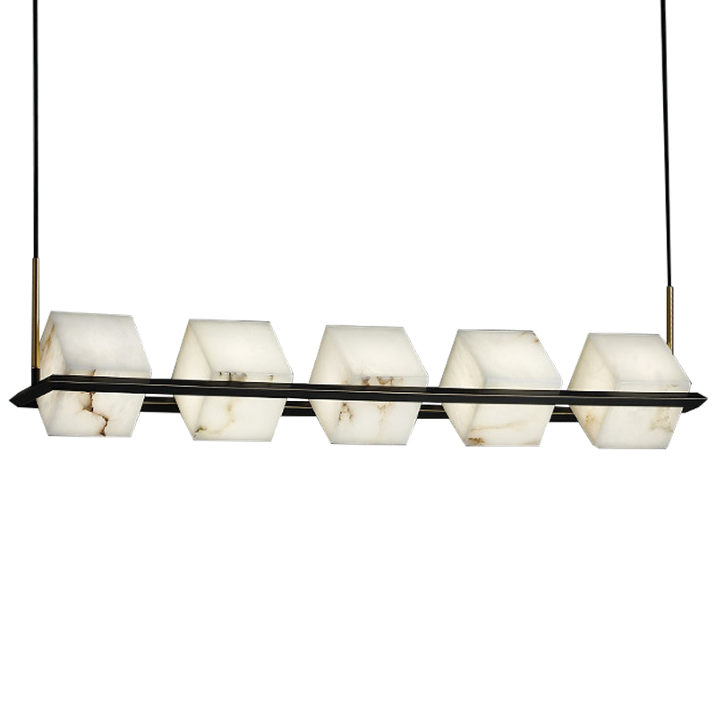 Люстра Marble Cubes Modern Light Chandelier 5 плафонов Черный Белый Мрамор Bianco Латунь в Самаре | Loft Concept 