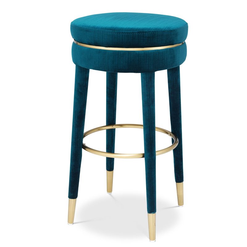 Барный стул Eichholtz Bar Stool Parisian blue Бирюзовый Латунь в Самаре | Loft Concept 