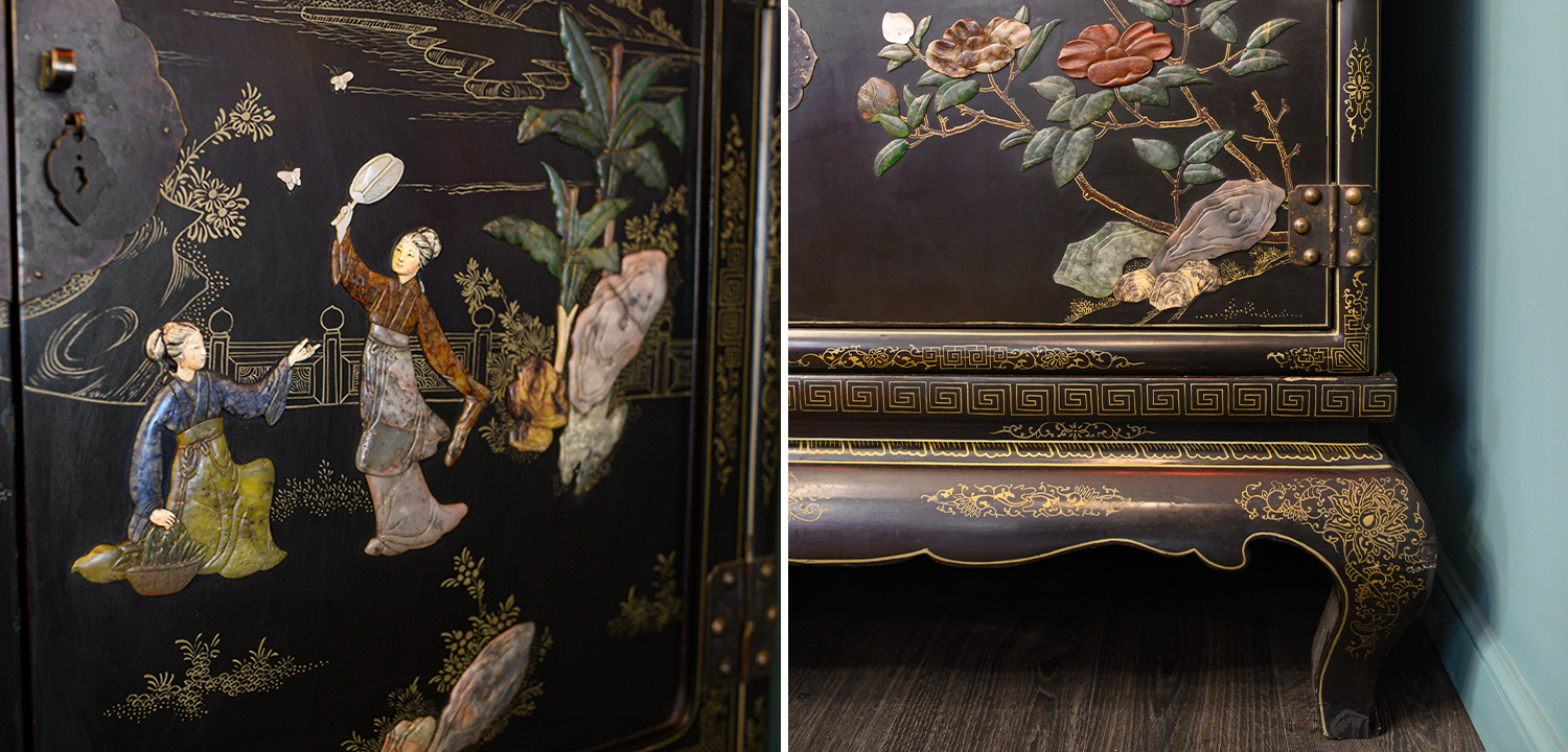 Антиквариат китайский шкаф Chinese Cabinet Black создан в начале прошлого века - фото №1