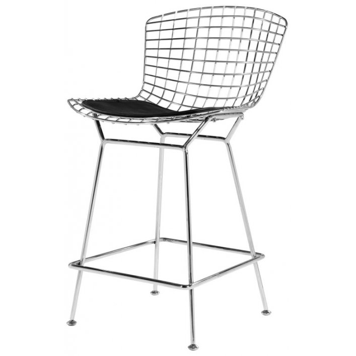 Барный стул Bertoia Barstool Черный Серебряный в Самаре | Loft Concept 