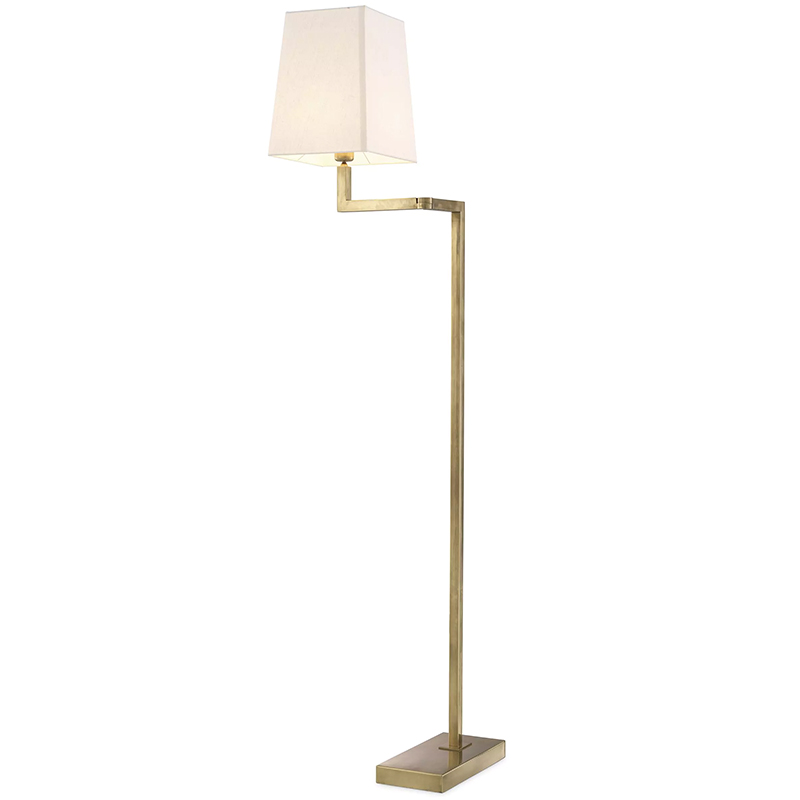 Торшер Eichholtz Floor Lamp Cambell Brass Латунь Винтажная латунь Белый в Самаре | Loft Concept 