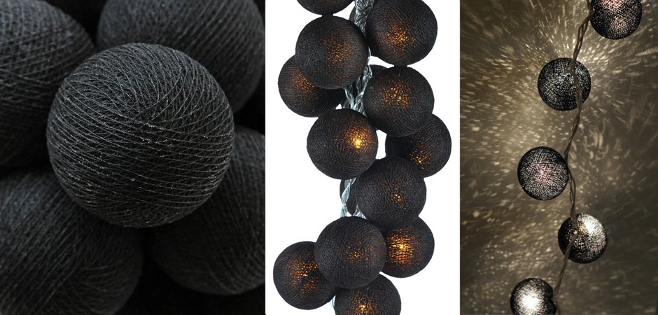 Гирлянда хлопковые фонарики Сotton Ball Ice Black - Loft-Concept в Самаре