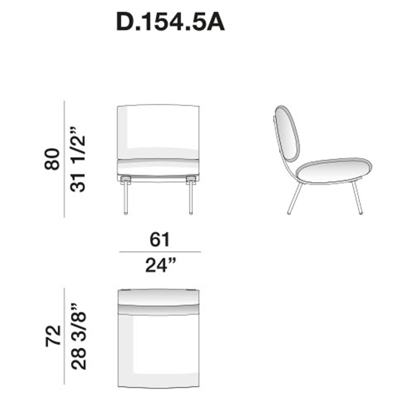 Дизайнерское кресло без подлокотников Gio Ponti ROUND D.154.5 Armchair в Самаре