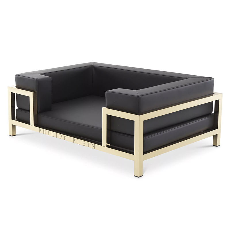 Лежанка для домашних животных Philipp Plein Dogbed High Conic XL Gold Черный Золотой в Самаре | Loft Concept 