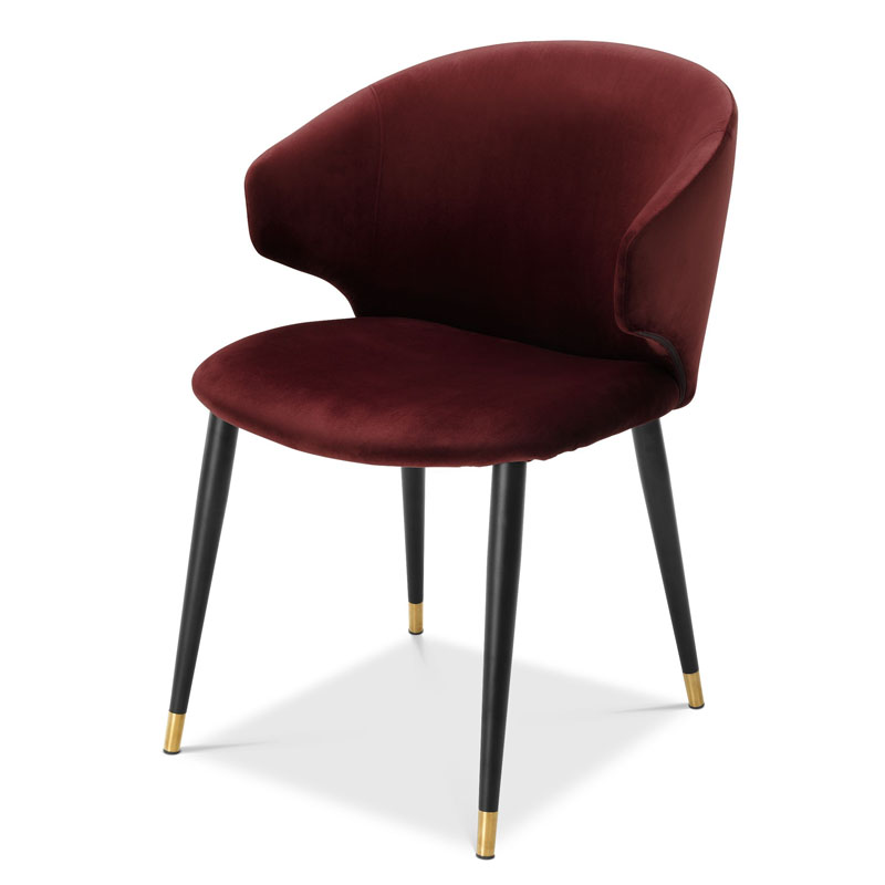 Стул Eichholtz DINING CHAIR VOLANTE burgundy Бургундский красный Черный Золотой в Самаре | Loft Concept 