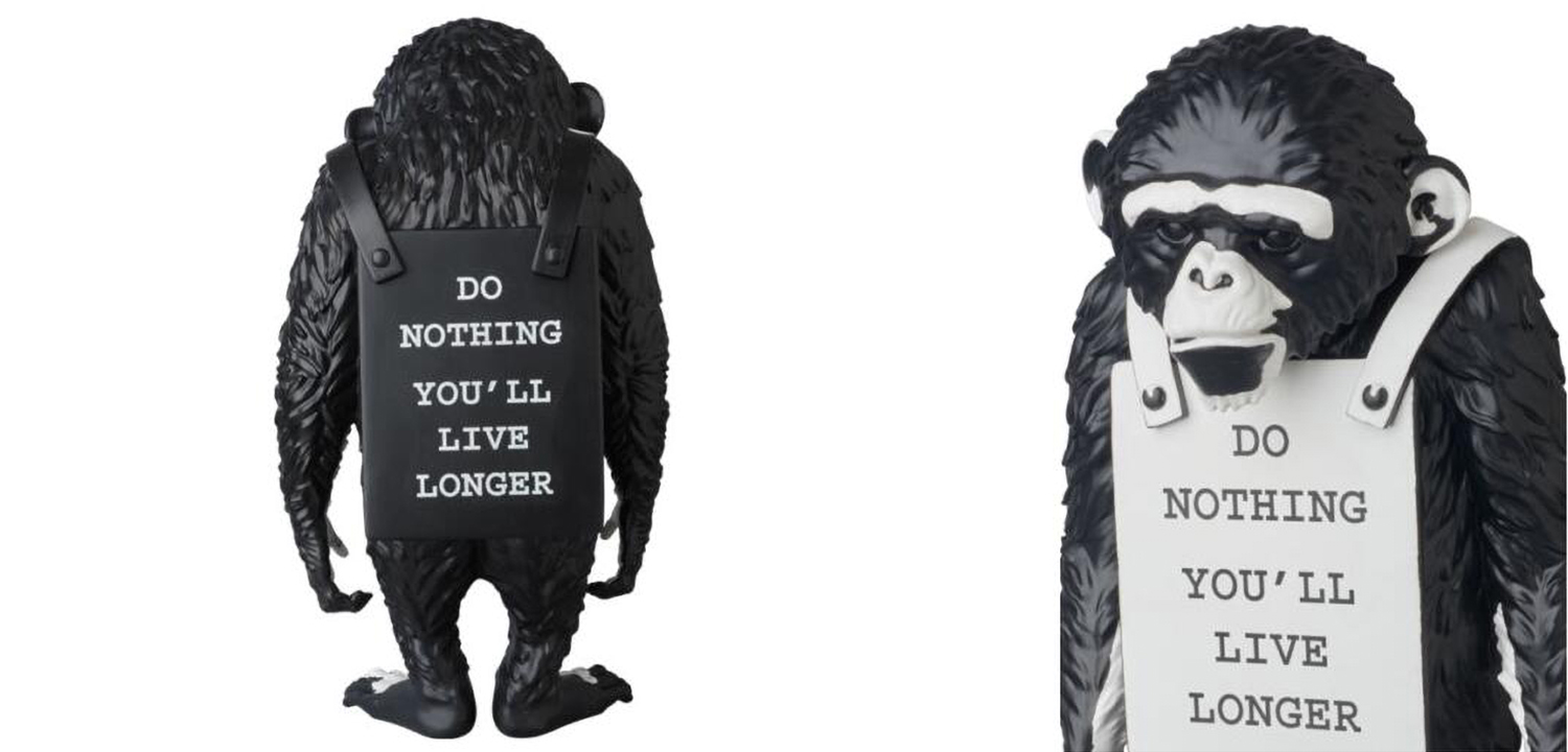 Статуэтка Banksy Lying Monkey Black and White - фото