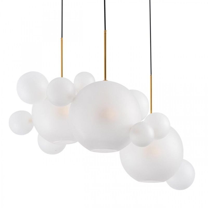 Светодиодный светильник Giopato & Coombes Bollr  Bubble Chandelier Circle матовое белое стекло 3 плафона Белый Золотой в Самаре | Loft Concept 