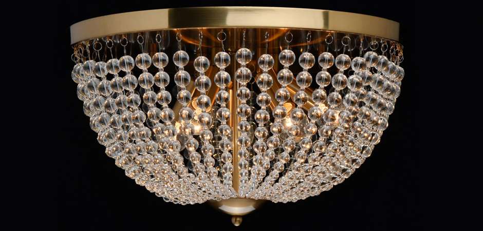 Потолочный светильник Virginia Clear Beads ceiling Gold L - фото №1