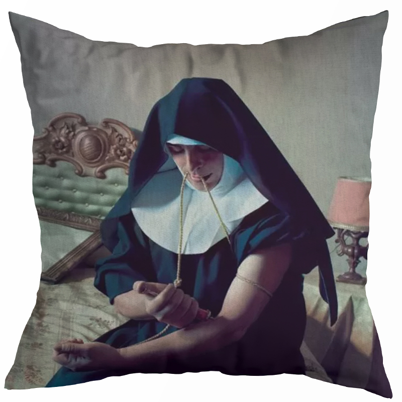 Декоративная подушка Seletti Cushion Nun Бежевый Коричневый Черный Зеленый шалфей в Самаре | Loft Concept 