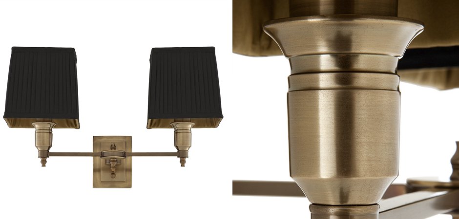 Бра Wall Lamp Lexington Double Brass+Black Бра Wall Lamp Lexington Double Brass+Black - Loft-Concept в Самаре