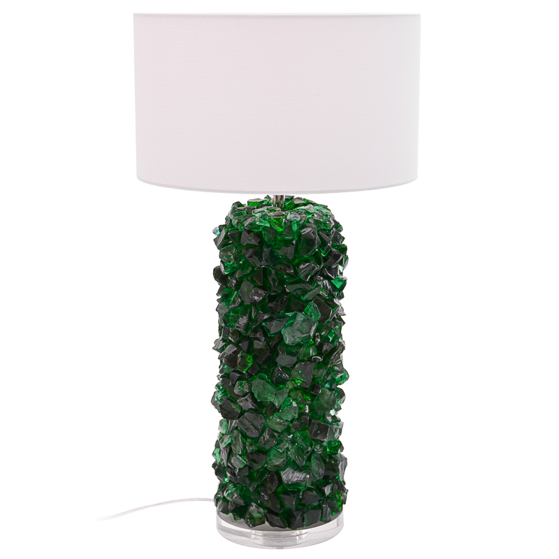 Настольная лампа Enide Green Table Lamp с абажуром Зеленый Белый Прозрачный в Самаре | Loft Concept 