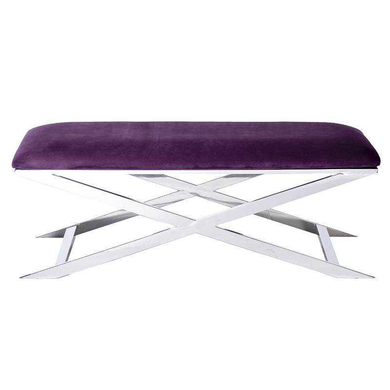 Банкетка Bench Velor Violet Хром Фиолетовый в Самаре | Loft Concept 