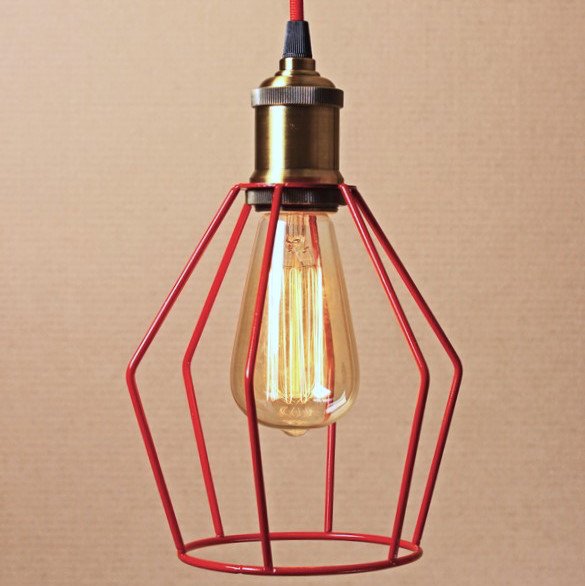 Подвесной светильник Wire Cage Pendant Trew Red Красный в Самаре | Loft Concept 