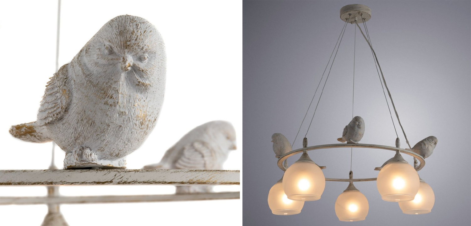 Люстра Provence Bird Chandelier white - фото