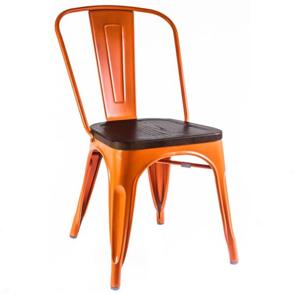 Кухонный стул Tolix Chair Wood Orange Оранжевый Коричневый в Самаре | Loft Concept 