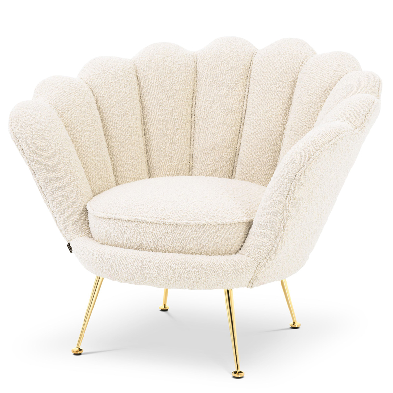 Кресло Eichholtz Chair Trapezium Boucle cream Кремовый Латунь в Самаре | Loft Concept 