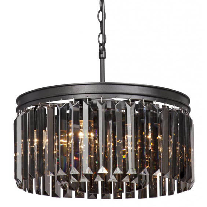 Люстра RH Rhys Smok Glass Prism Round Chandelier 40 Черный матовый в Самаре | Loft Concept 