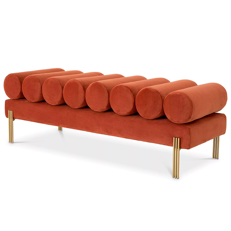 Банкетка Eichholtz Bench Oxley Orange Оранжевый Латунь в Самаре | Loft Concept 