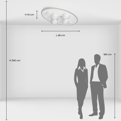 Потолочный светильник овальной формы белого цвета с 7-ю лампами Lunar Pebbles в Самаре